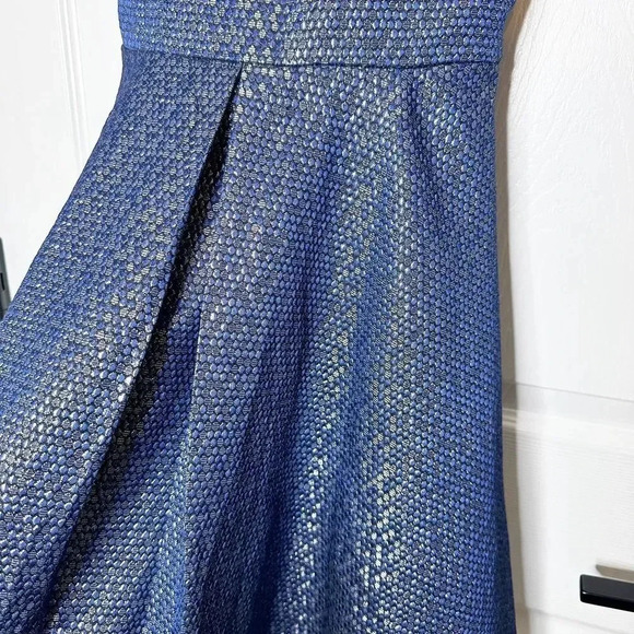 RARE EDITIONS Navy Blue Metallic Embellished Collar Dress Girls Size 16 - Picture 3 of 7